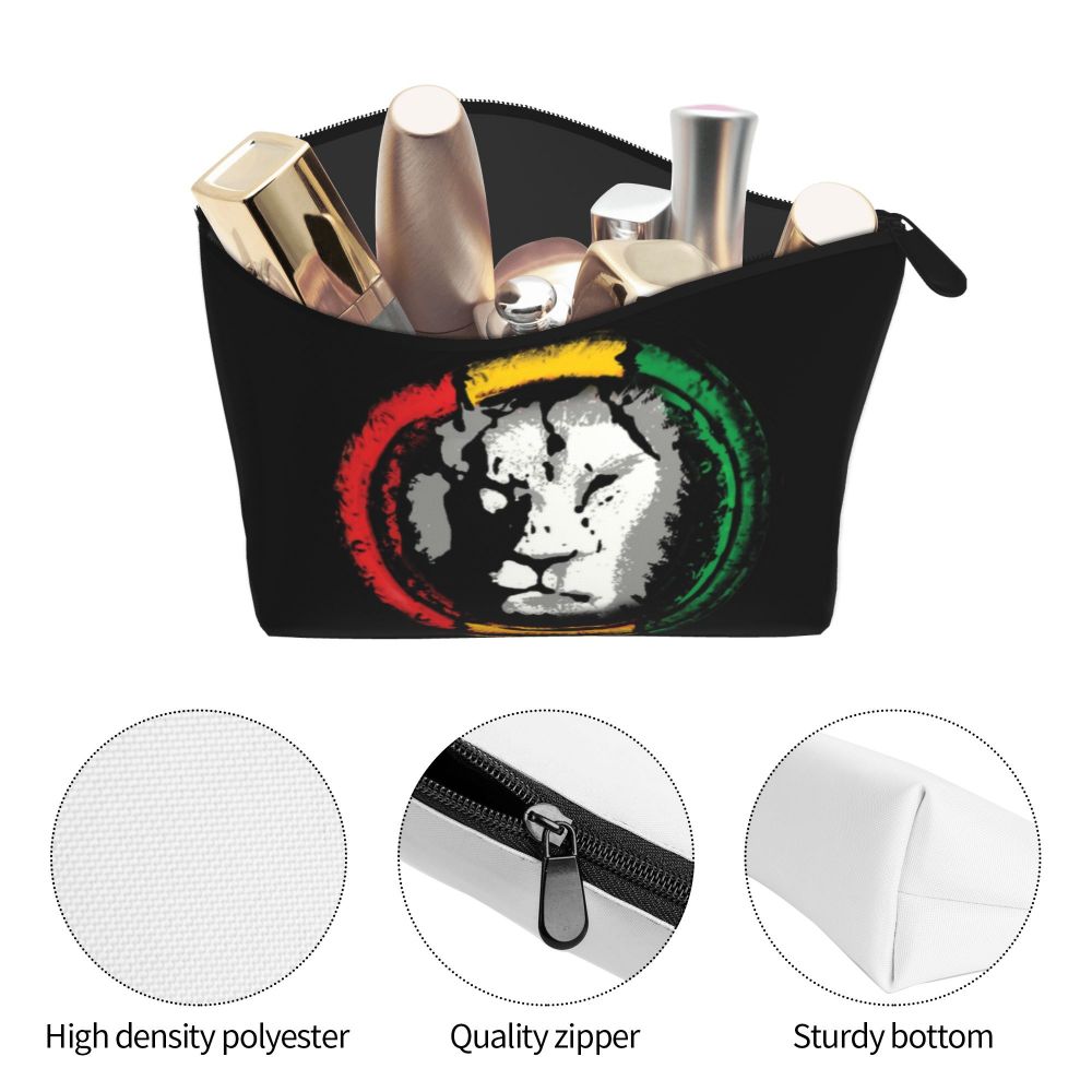 Rasta Reggae Lion Sunglass Makeup Bag Travel Cosmetic Organizer Jamaican Jamaica Pride Rastafarian Lover Storage Toiletry Bags