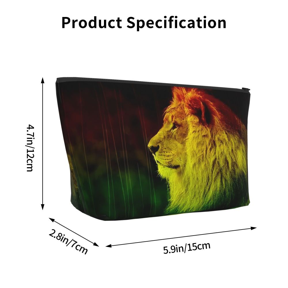 Rasta Reggae Lion Sunglass Makeup Bag Travel Cosmetic Organizer Jamaican Jamaica Pride Rastafarian Lover Storage Toiletry Bags