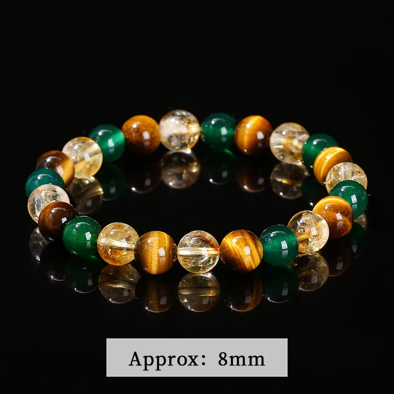 JD Natural Yellow Tiger Eye Stone Green Agate Citrine Mixed Wealth Lucky Bracelet Women Men Energy Bead Handmade Jewelry Gift