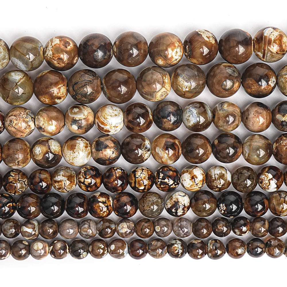 Natural Crazy Lace Agate Beads Strands Coffee Brown Round Stone Beads For Jewelry Making Diy Necklace Bracelet 15''