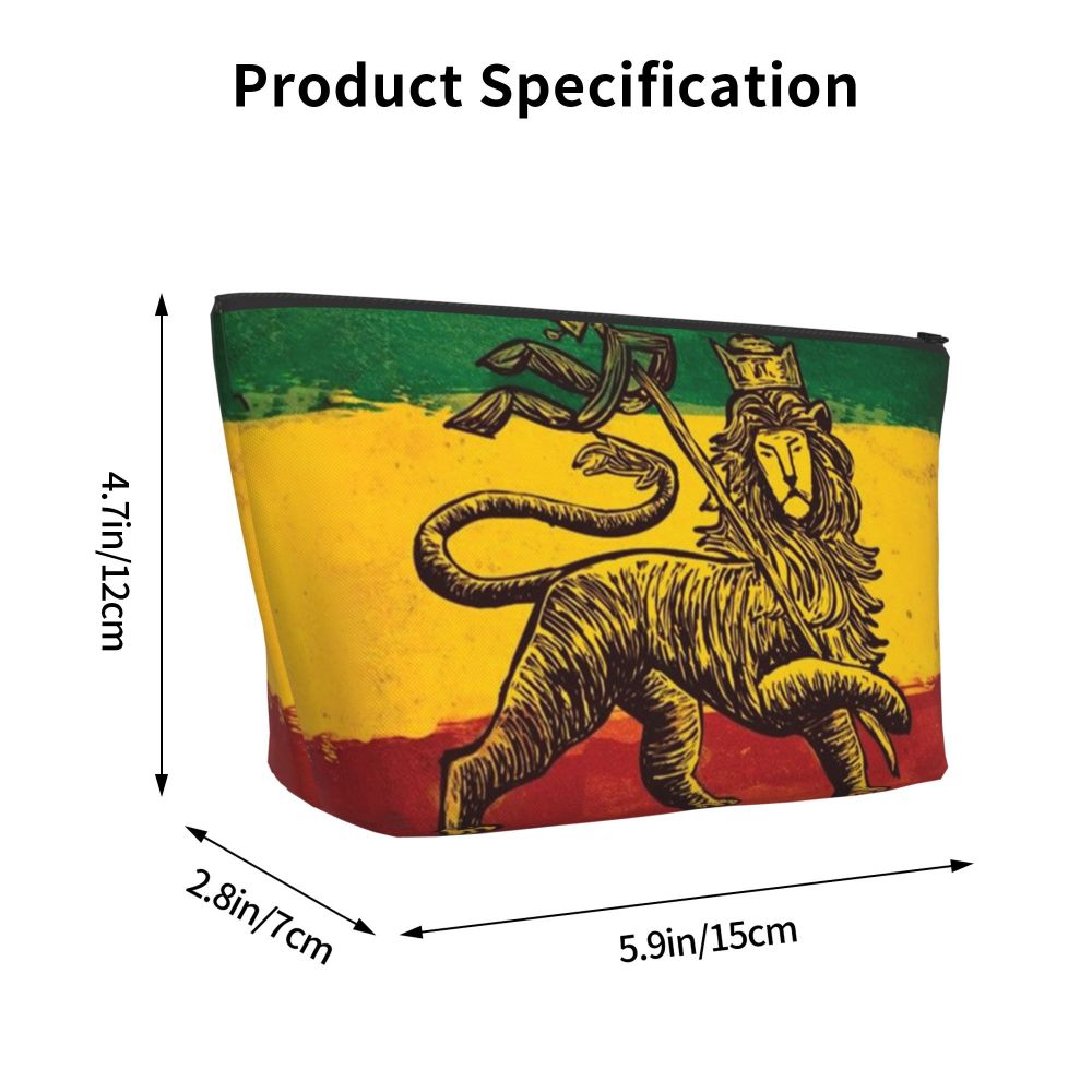 Rasta Reggae Lion Sunglass Makeup Bag Travel Cosmetic Organizer Jamaican Jamaica Pride Rastafarian Lover Storage Toiletry Bags