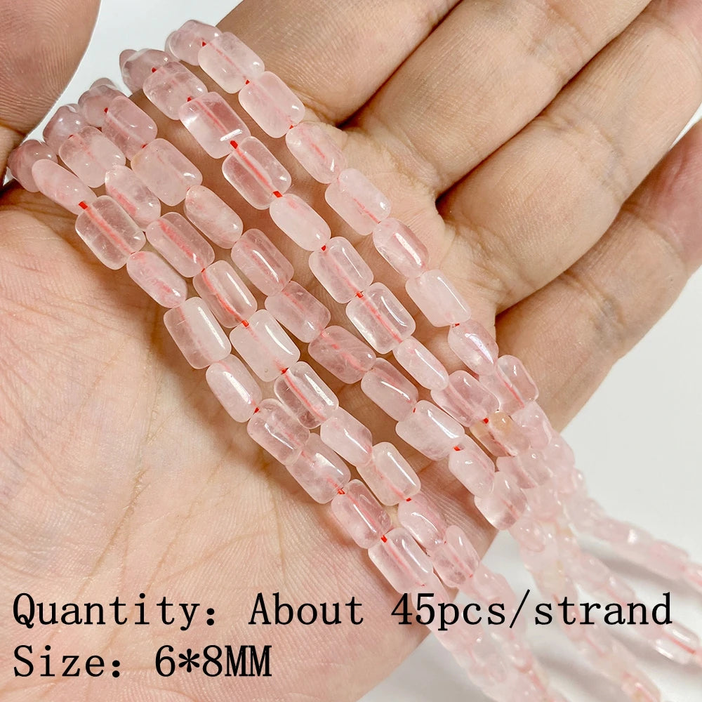 Natural Rose Pink Quartz Crystal Stone Beads Round Loose Spacer Beads Charm for Jewelry Making Diy Bracelet Accessories Diy