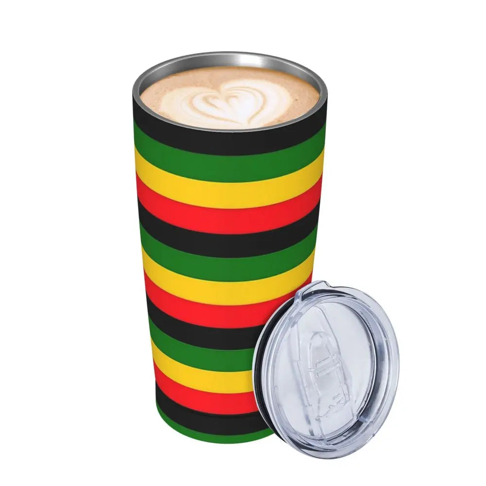 Stainless Steel Tumbler Abstract Jamaican Flag Car Mugs With Straws Beach Hot Drinks Water Bottle Insulated 20oz Coffee Mug