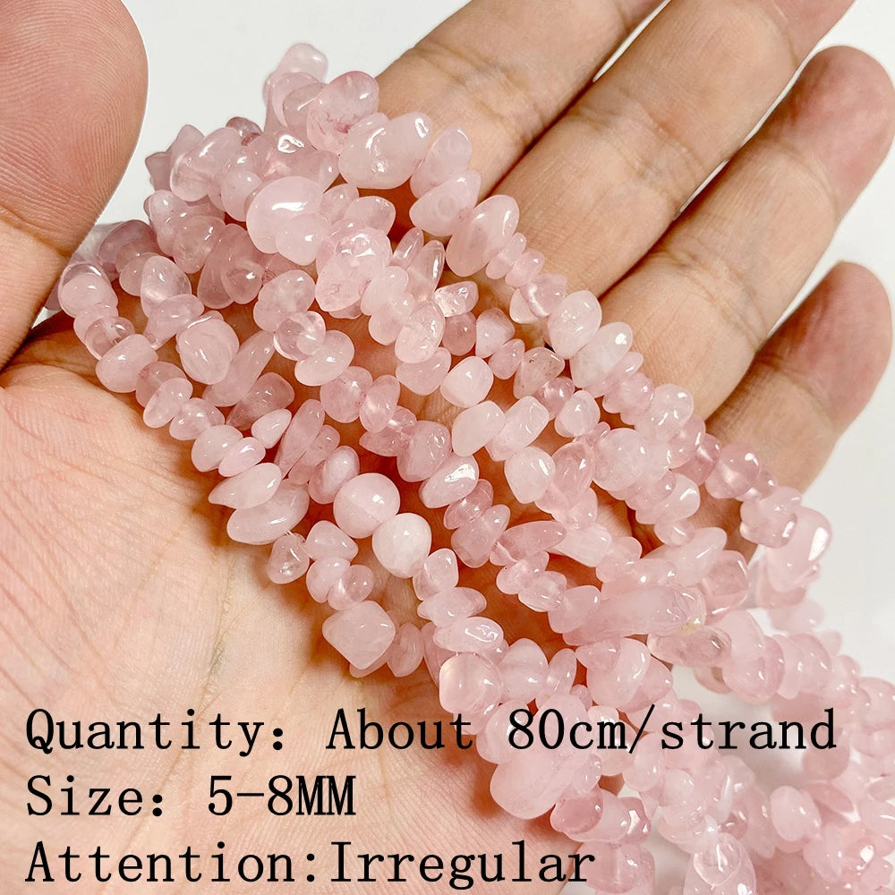 Natural Rose Pink Quartz Crystal Stone Beads Round Loose Spacer Beads Charm for Jewelry Making Diy Bracelet Accessories Diy