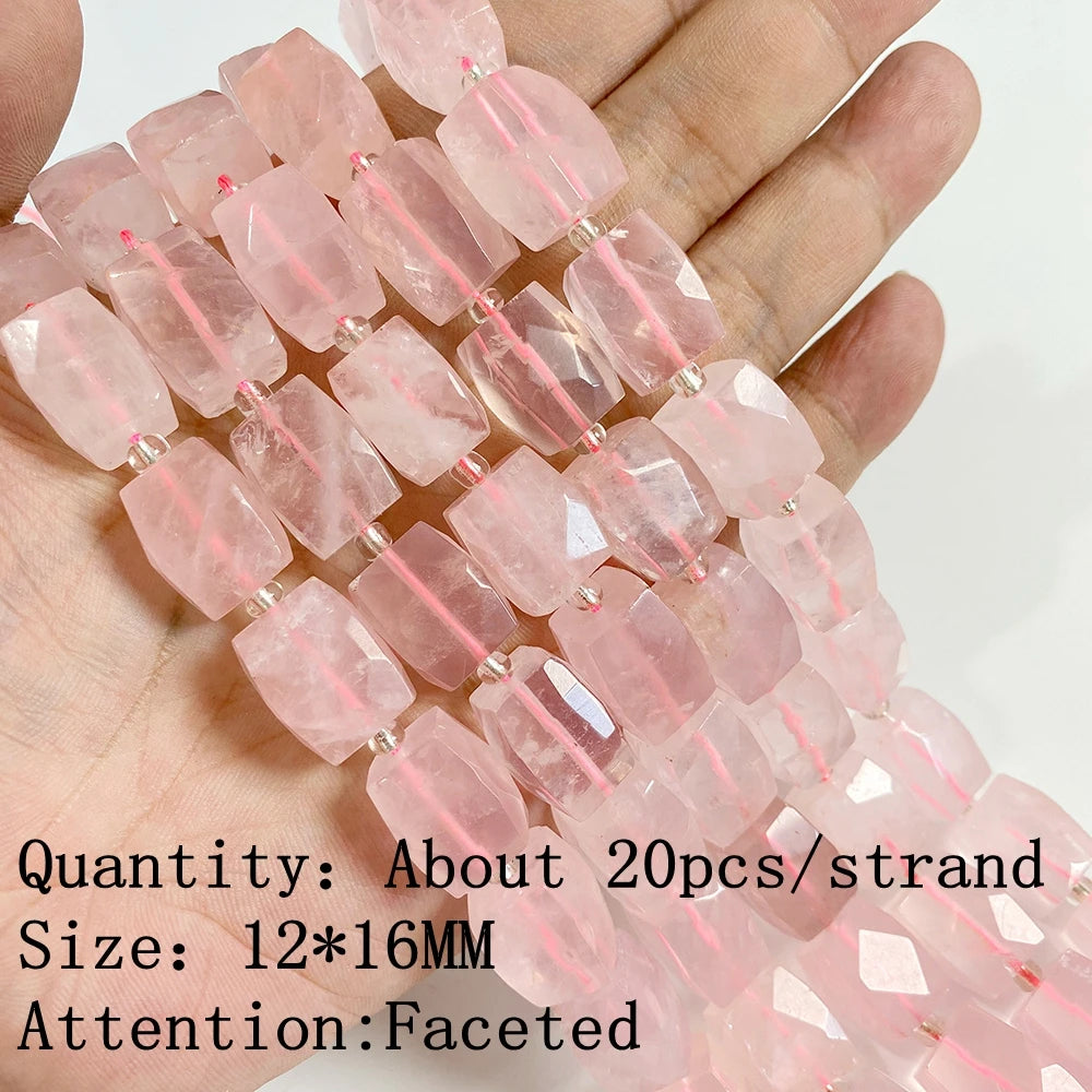 Natural Rose Pink Quartz Crystal Stone Beads Round Loose Spacer Beads Charm for Jewelry Making Diy Bracelet Accessories Diy