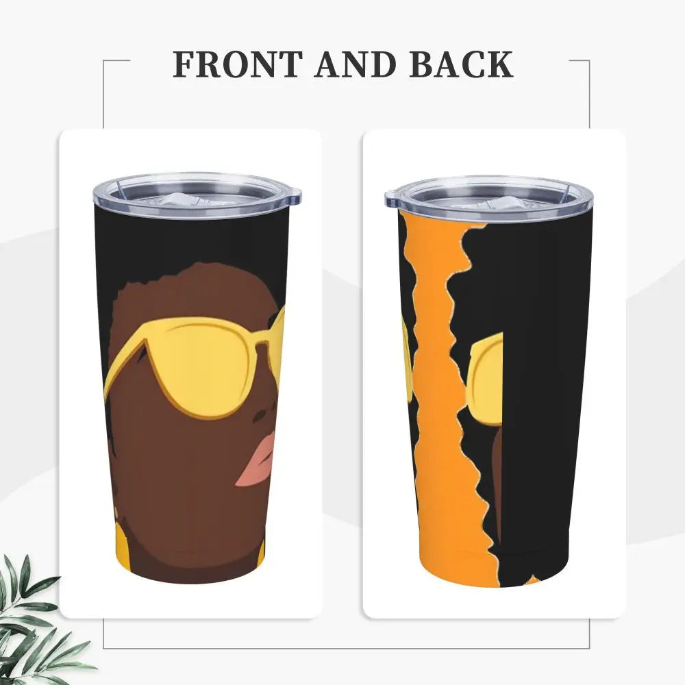 Ladies Print Tumbler Jamaican Woman Art Cold and Hot Water Bottle Keep Heat Stainless Steel Thermal Cups Custom Camping Mugs Cup