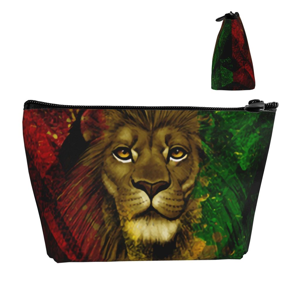 Rasta Reggae Lion Sunglass Makeup Bag Travel Cosmetic Organizer Jamaican Jamaica Pride Rastafarian Lover Storage Toiletry Bags