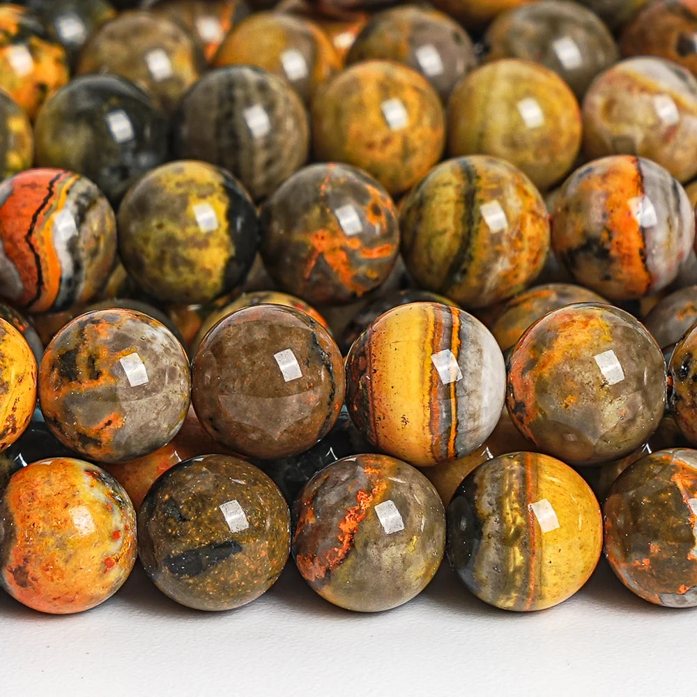 Natural Bumblebee Jasper Mustard Yellow Gemstone Grade AAA Round 8MM Loose Beads For Jewelry Making DIY Bracelet Necklace