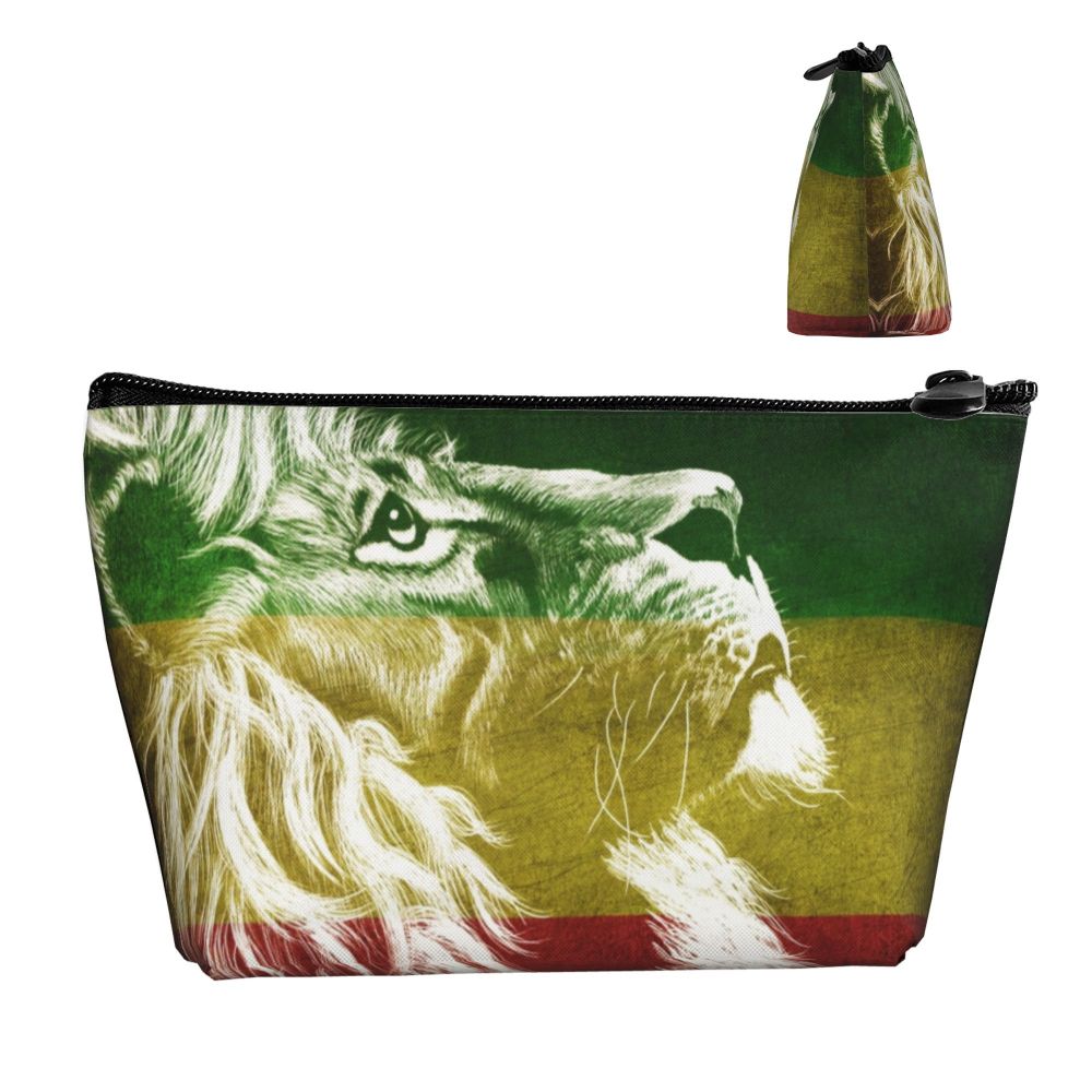 Rasta Reggae Lion Sunglass Makeup Bag Travel Cosmetic Organizer Jamaican Jamaica Pride Rastafarian Lover Storage Toiletry Bags