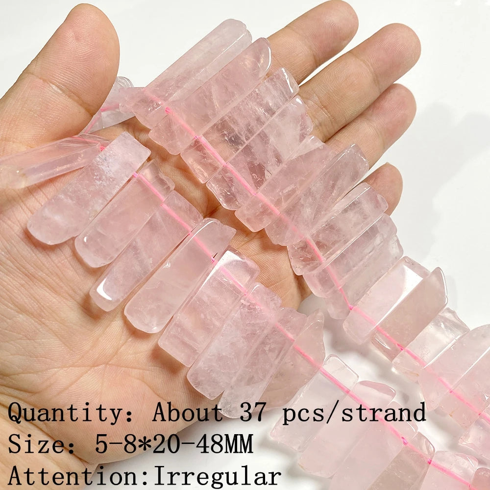 Natural Rose Pink Quartz Crystal Stone Beads Round Loose Spacer Beads Charm for Jewelry Making Diy Bracelet Accessories Diy