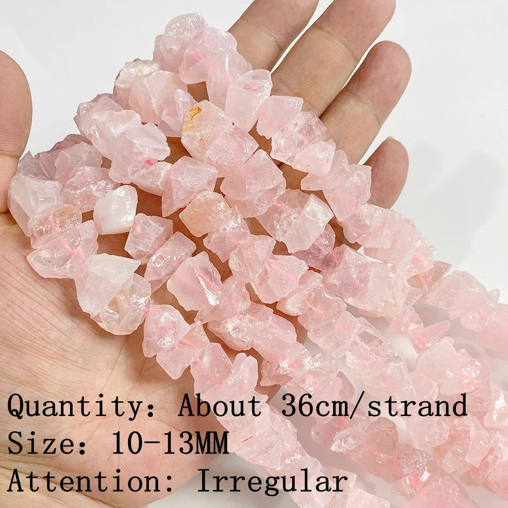 Natural Rose Pink Quartz Crystal Stone Beads Round Loose Spacer Beads Charm for Jewelry Making Diy Bracelet Accessories Diy