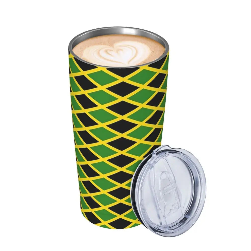 Stainless Steel Tumbler Abstract Jamaican Flag Car Mugs With Straws Beach Hot Drinks Water Bottle Insulated 20oz Coffee Mug