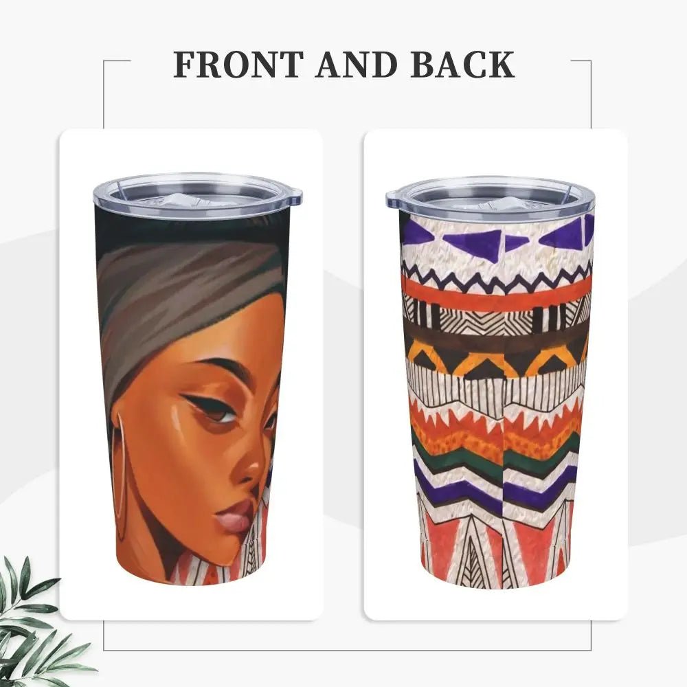 Ladies Print Tumbler Jamaican Woman Art Cold and Hot Water Bottle Keep Heat Stainless Steel Thermal Cups Custom Camping Mugs Cup