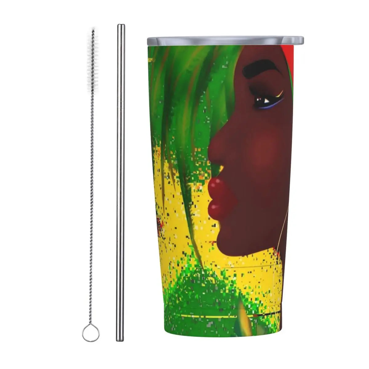 Ladies Print Tumbler Jamaican Woman Art Cold and Hot Water Bottle Keep Heat Stainless Steel Thermal Cups Custom Camping Mugs Cup