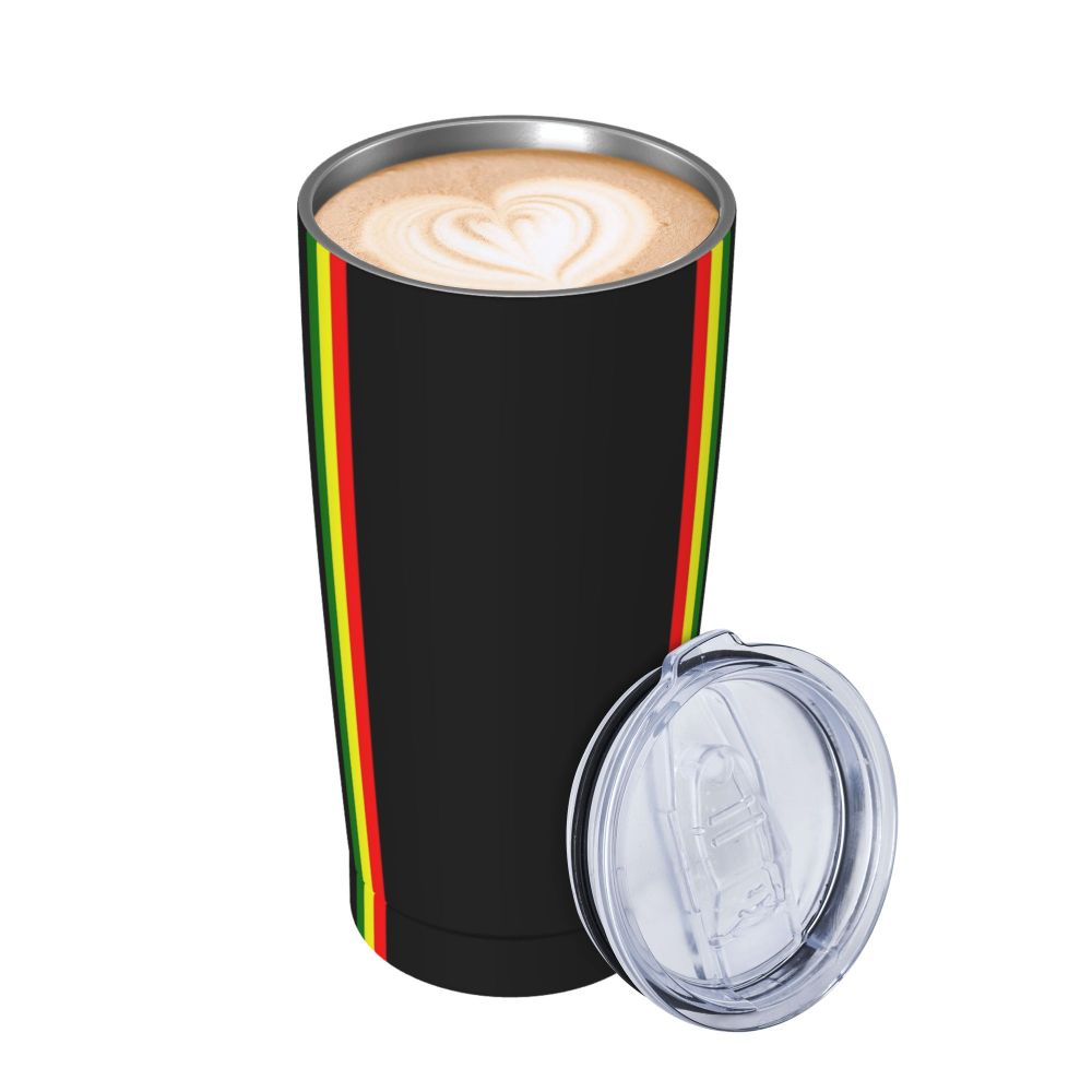 Rasta Stripe Color Tumbler Vacuum Insulated Reggae Jamaican Jamaica Proud Thermal Cup with Lid Straw Mug Water Bottle, 20oz