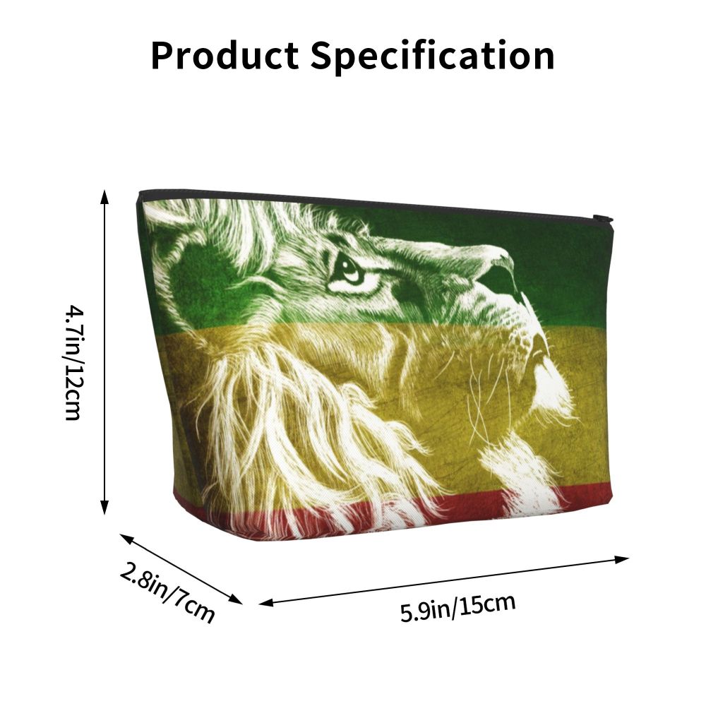 Rasta Reggae Lion Sunglass Makeup Bag Travel Cosmetic Organizer Jamaican Jamaica Pride Rastafarian Lover Storage Toiletry Bags