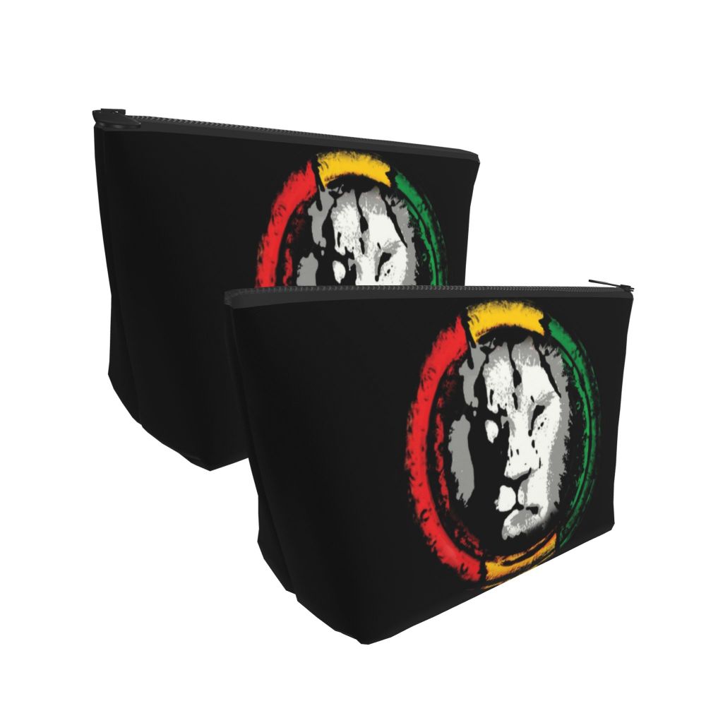 Rasta Reggae Lion Sunglass Makeup Bag Travel Cosmetic Organizer Jamaican Jamaica Pride Rastafarian Lover Storage Toiletry Bags