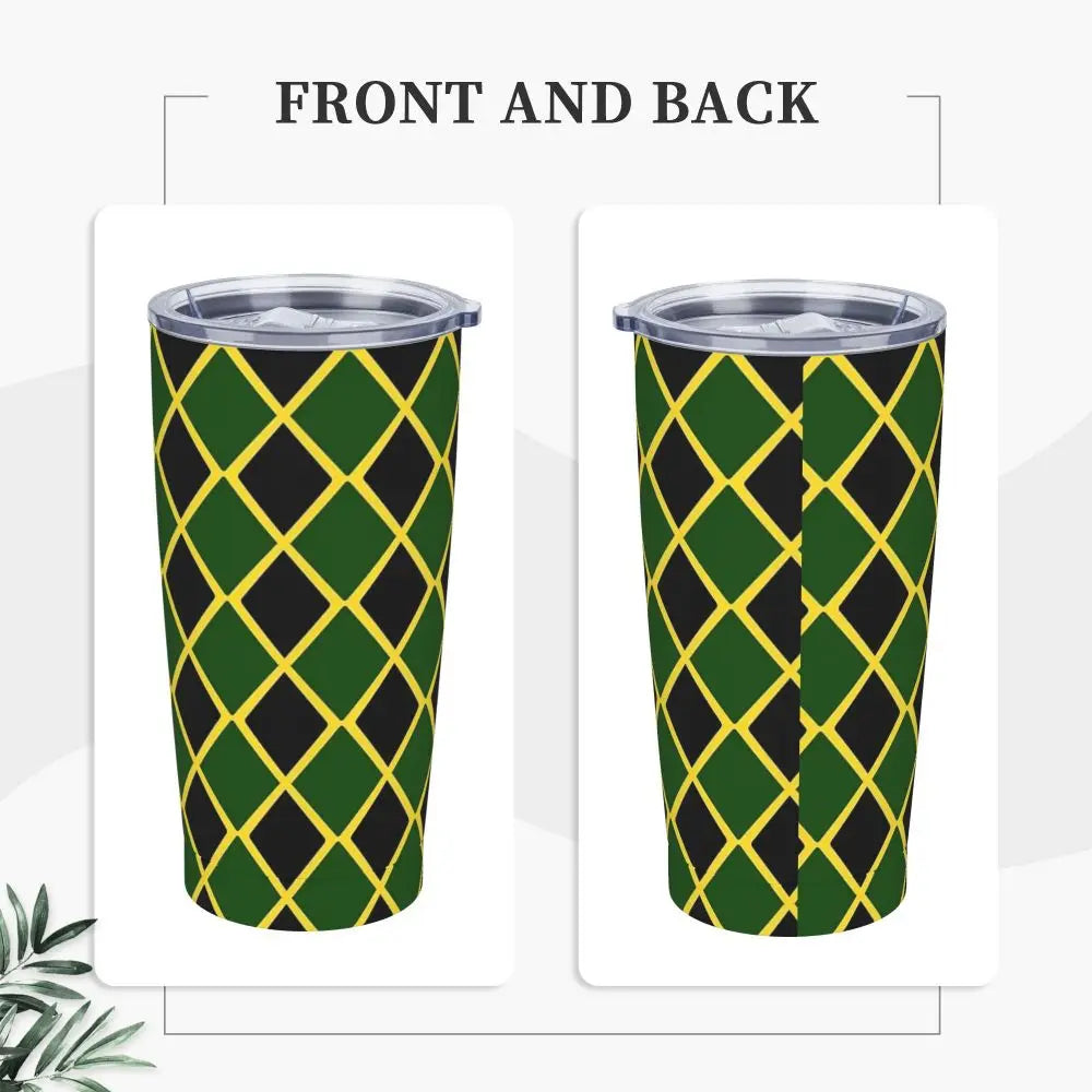 Stainless Steel Tumbler Abstract Jamaican Flag Car Mugs With Straws Beach Hot Drinks Water Bottle Insulated 20oz Coffee Mug