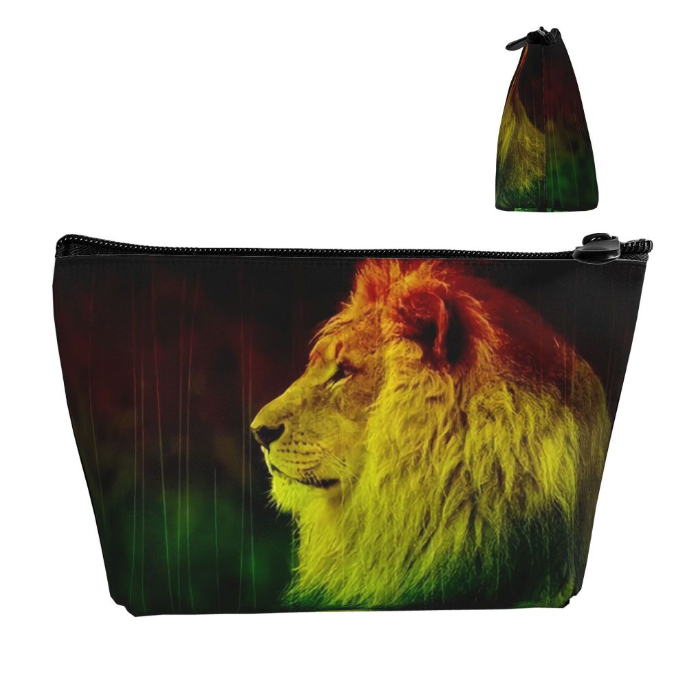 Rasta Reggae Lion Sunglass Makeup Bag Travel Cosmetic Organizer Jamaican Jamaica Pride Rastafarian Lover Storage Toiletry Bags