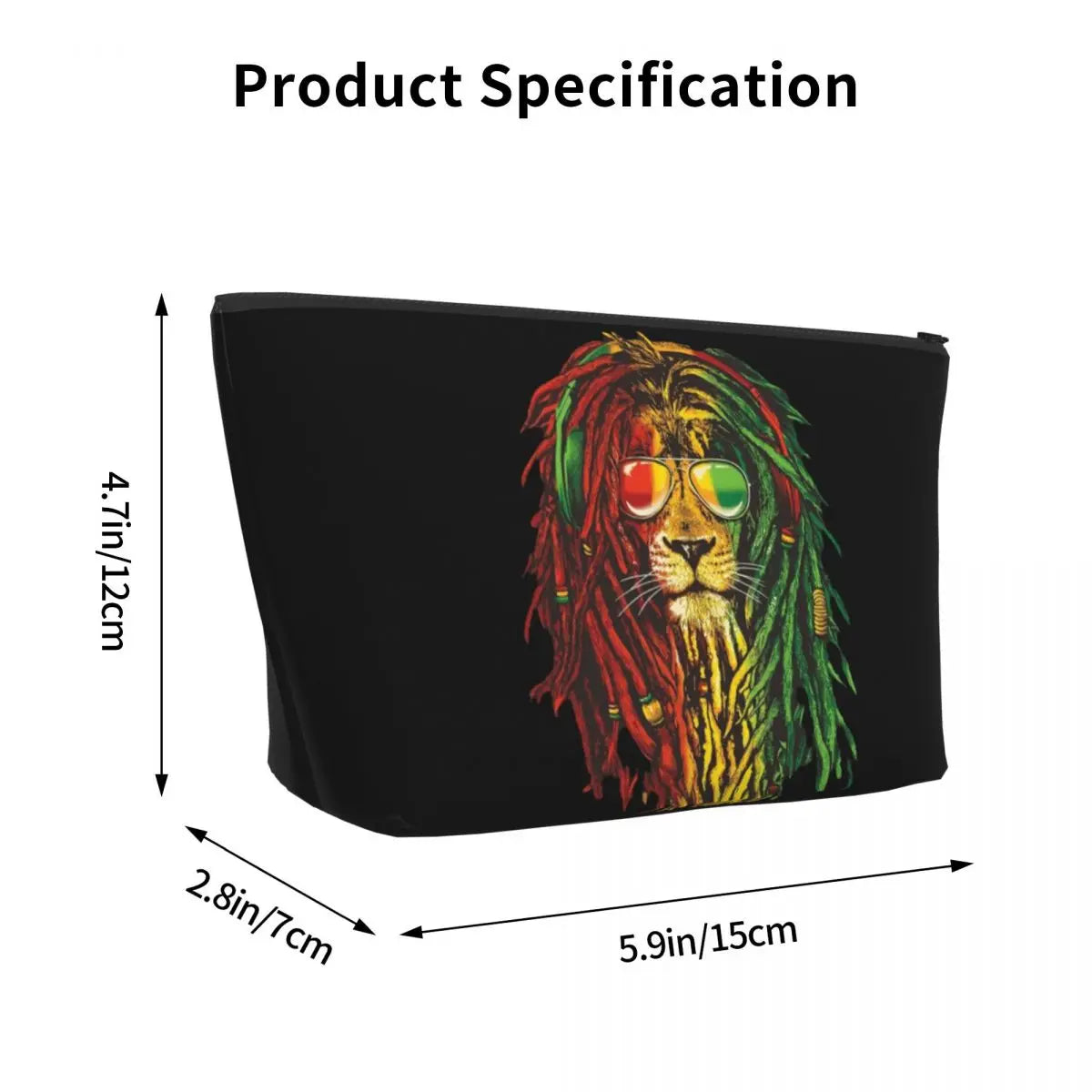 Rasta Reggae Lion Sunglass Makeup Bag Travel Cosmetic Organizer Jamaican Jamaica Pride Rastafarian Lover Storage Toiletry Bags