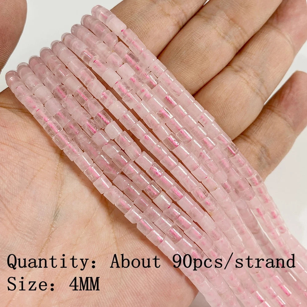 Natural Rose Pink Quartz Crystal Stone Beads Round Loose Spacer Beads Charm for Jewelry Making Diy Bracelet Accessories Diy