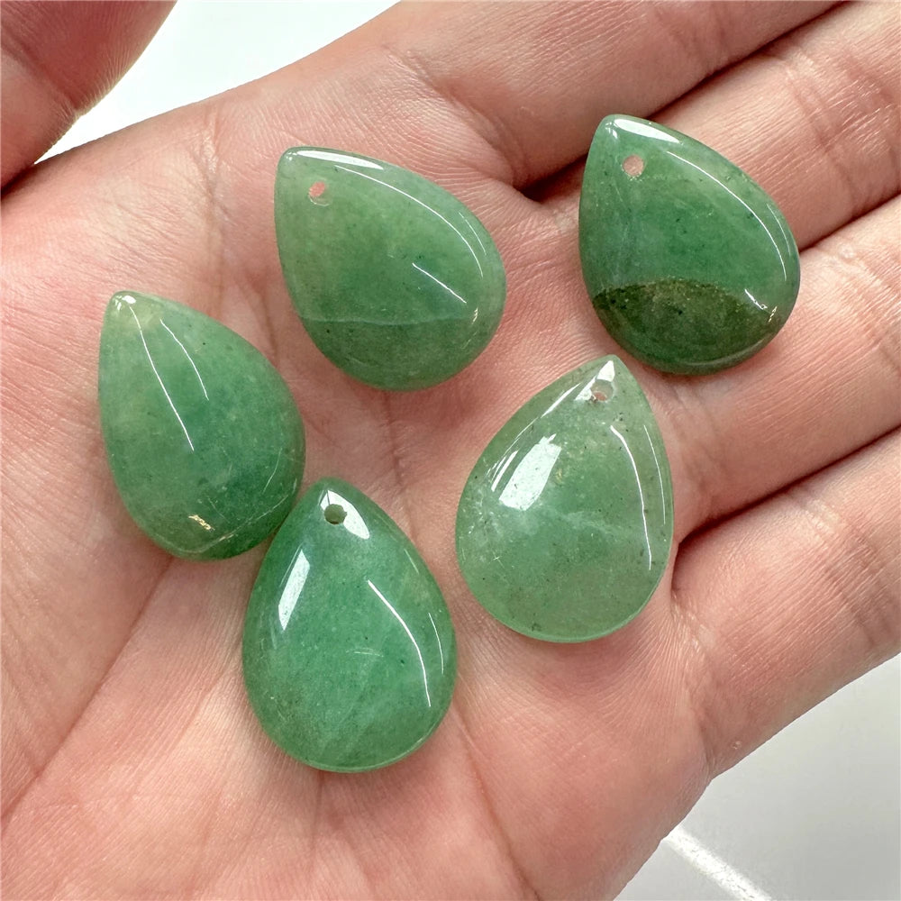 2PCS 18x25mm Natural Stone Faceted Pendant Water Drop Shape Amazonite Malachite Tiger Eye Beads Charms for Jewelry Making DIY