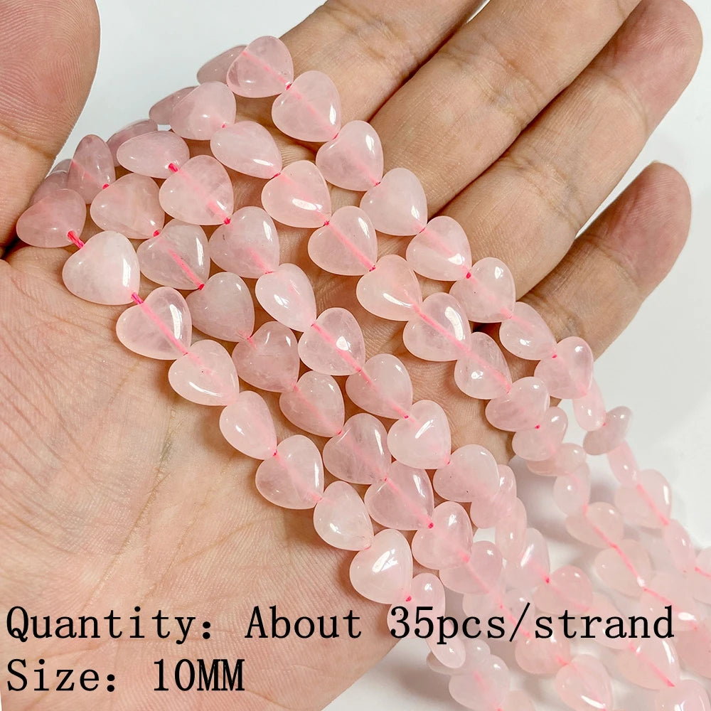 Natural Rose Pink Quartz Crystal Stone Beads Round Loose Spacer Beads Charm for Jewelry Making Diy Bracelet Accessories Diy