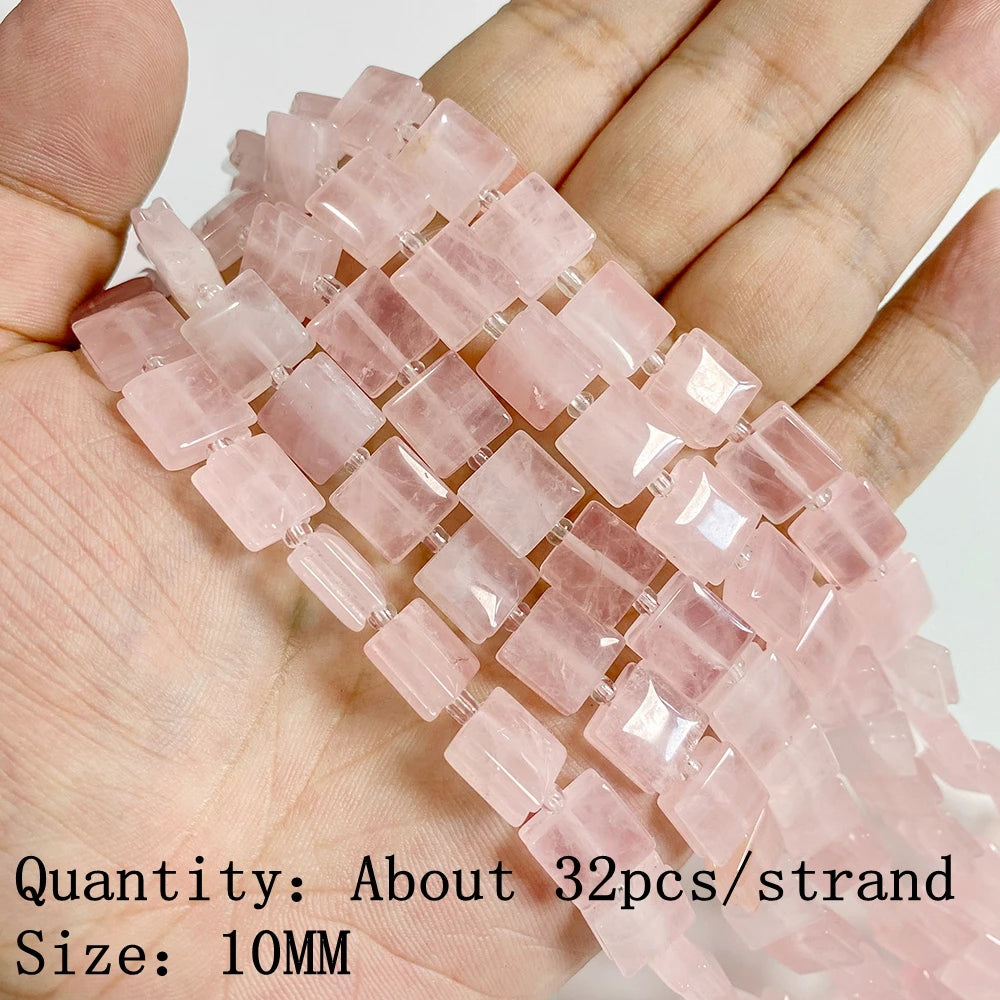 Natural Rose Pink Quartz Crystal Stone Beads Round Loose Spacer Beads Charm for Jewelry Making Diy Bracelet Accessories Diy