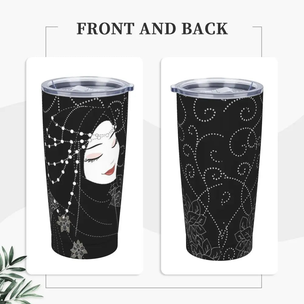 Ladies Print Tumbler Jamaican Woman Art Cold and Hot Water Bottle Keep Heat Stainless Steel Thermal Cups Custom Camping Mugs Cup