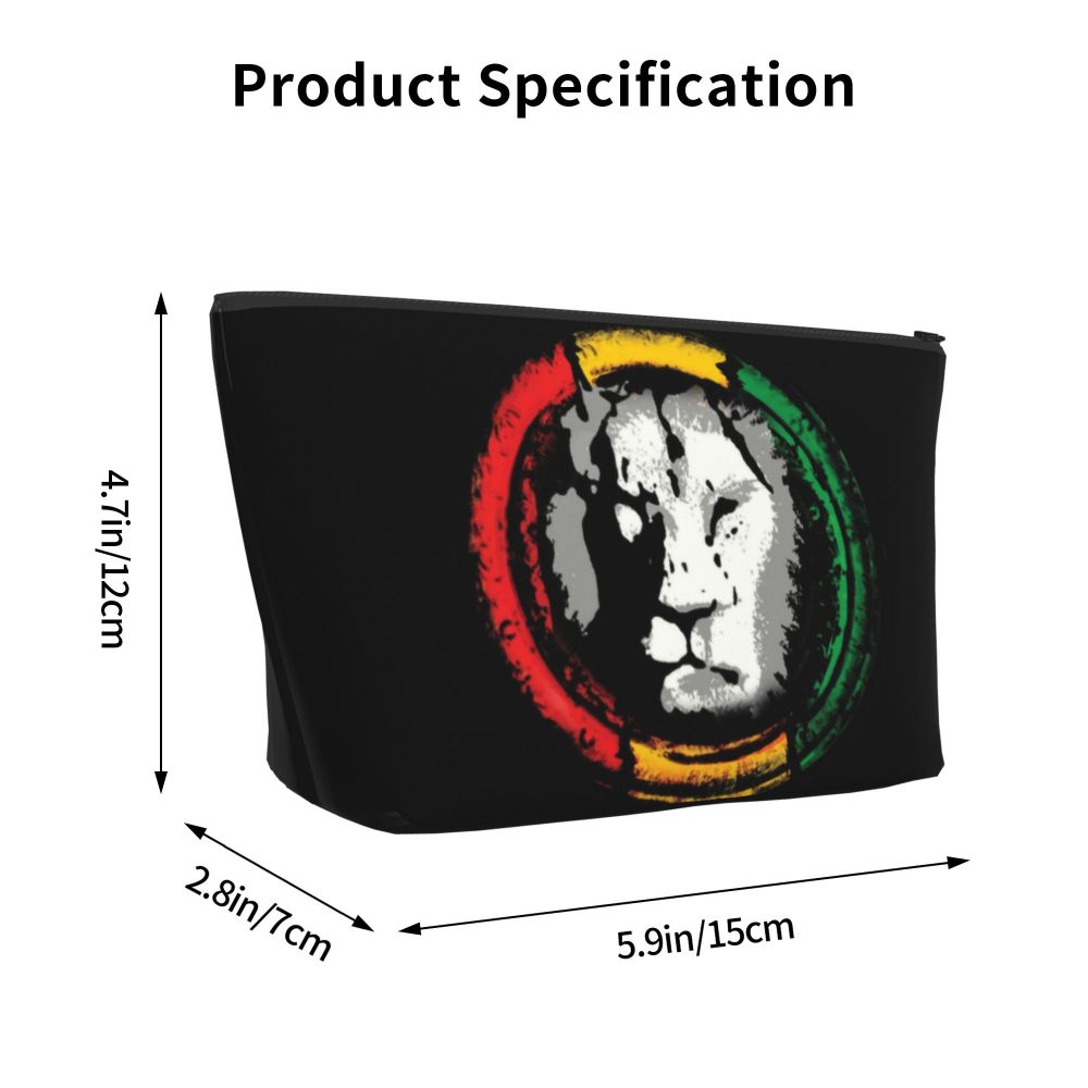 Rasta Reggae Lion Sunglass Makeup Bag Travel Cosmetic Organizer Jamaican Jamaica Pride Rastafarian Lover Storage Toiletry Bags