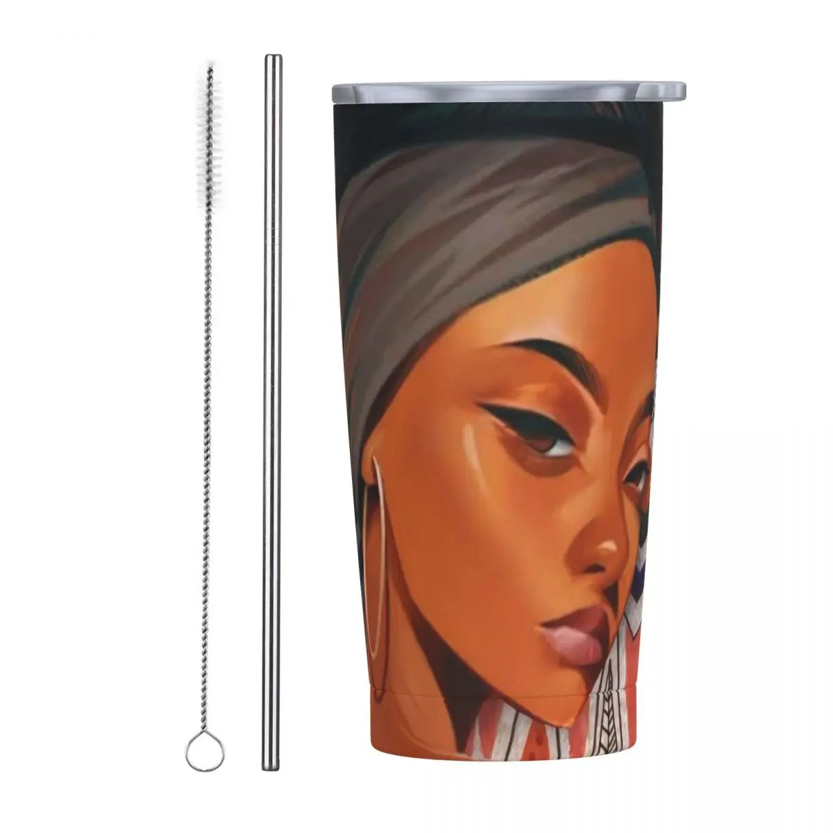 Ladies Print Tumbler Jamaican Woman Art Cold and Hot Water Bottle Keep Heat Stainless Steel Thermal Cups Custom Camping Mugs Cup