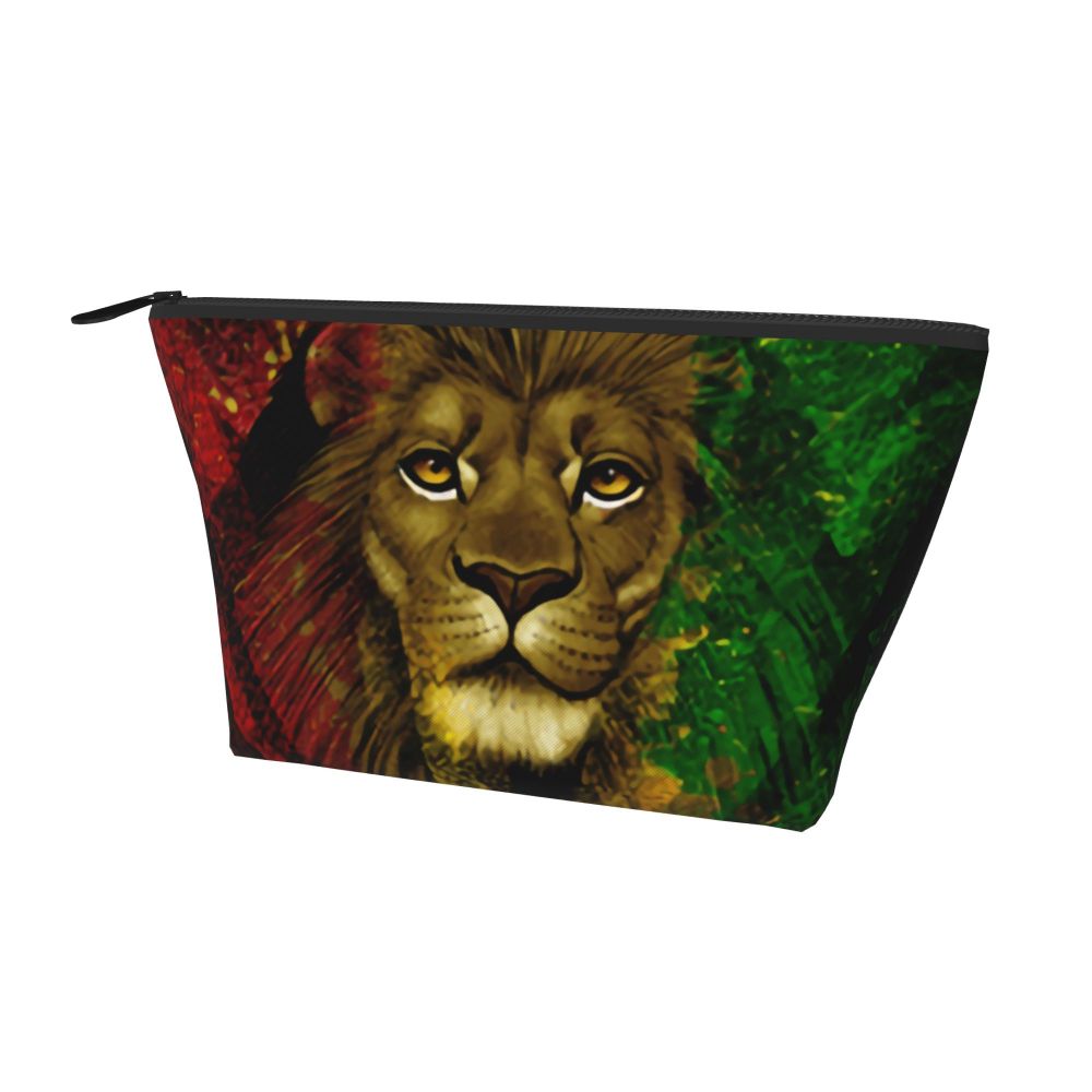 Rasta Reggae Lion Sunglass Makeup Bag Travel Cosmetic Organizer Jamaican Jamaica Pride Rastafarian Lover Storage Toiletry Bags