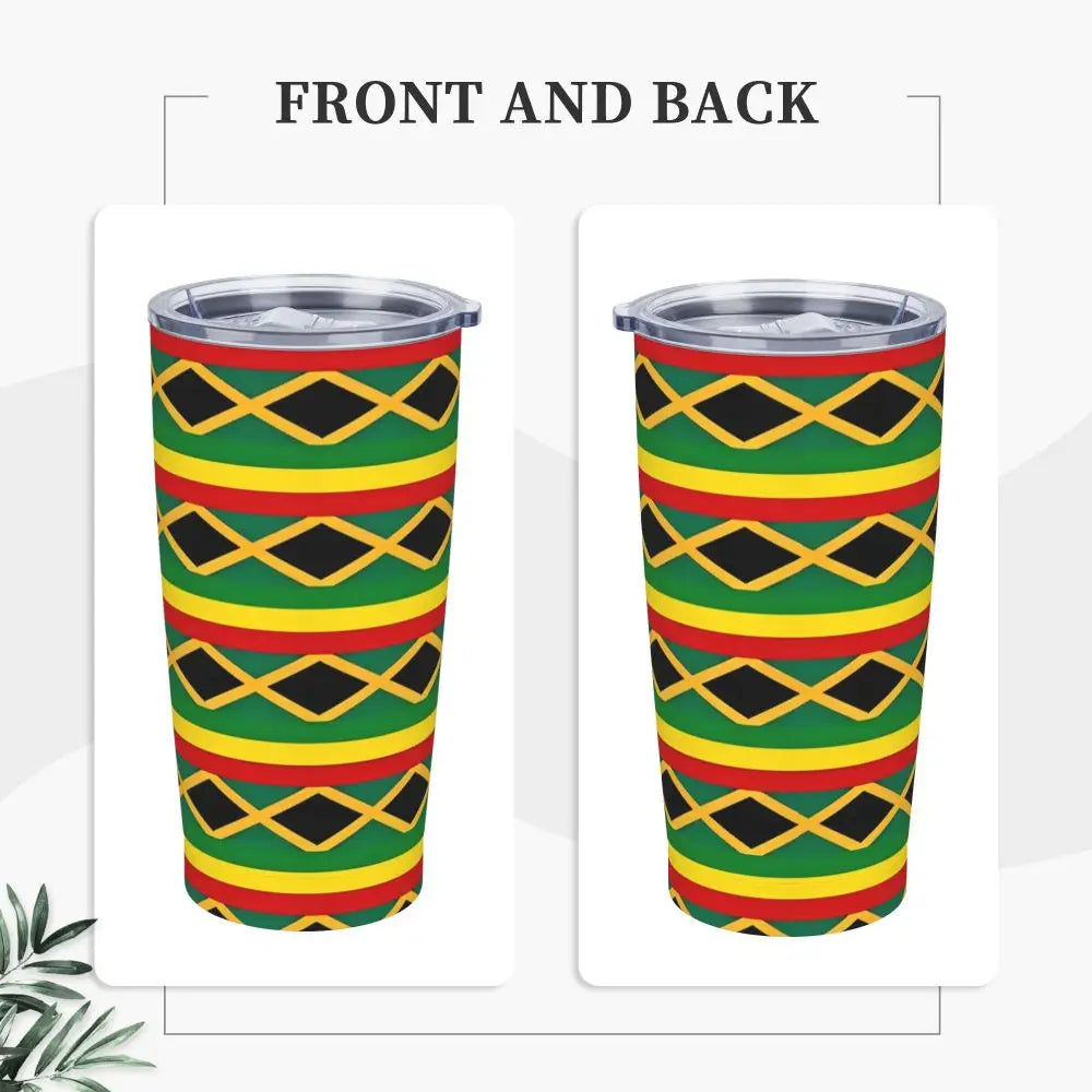 Stainless Steel Tumbler Abstract Jamaican Flag Car Mugs With Straws Beach Hot Drinks Water Bottle Insulated 20oz Coffee Mug