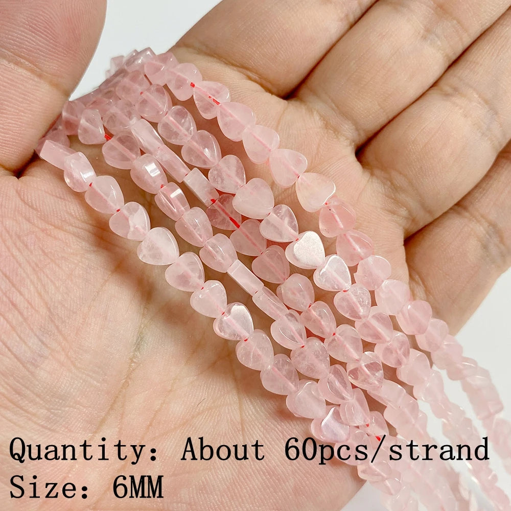 Natural Rose Pink Quartz Crystal Stone Beads Round Loose Spacer Beads Charm for Jewelry Making Diy Bracelet Accessories Diy