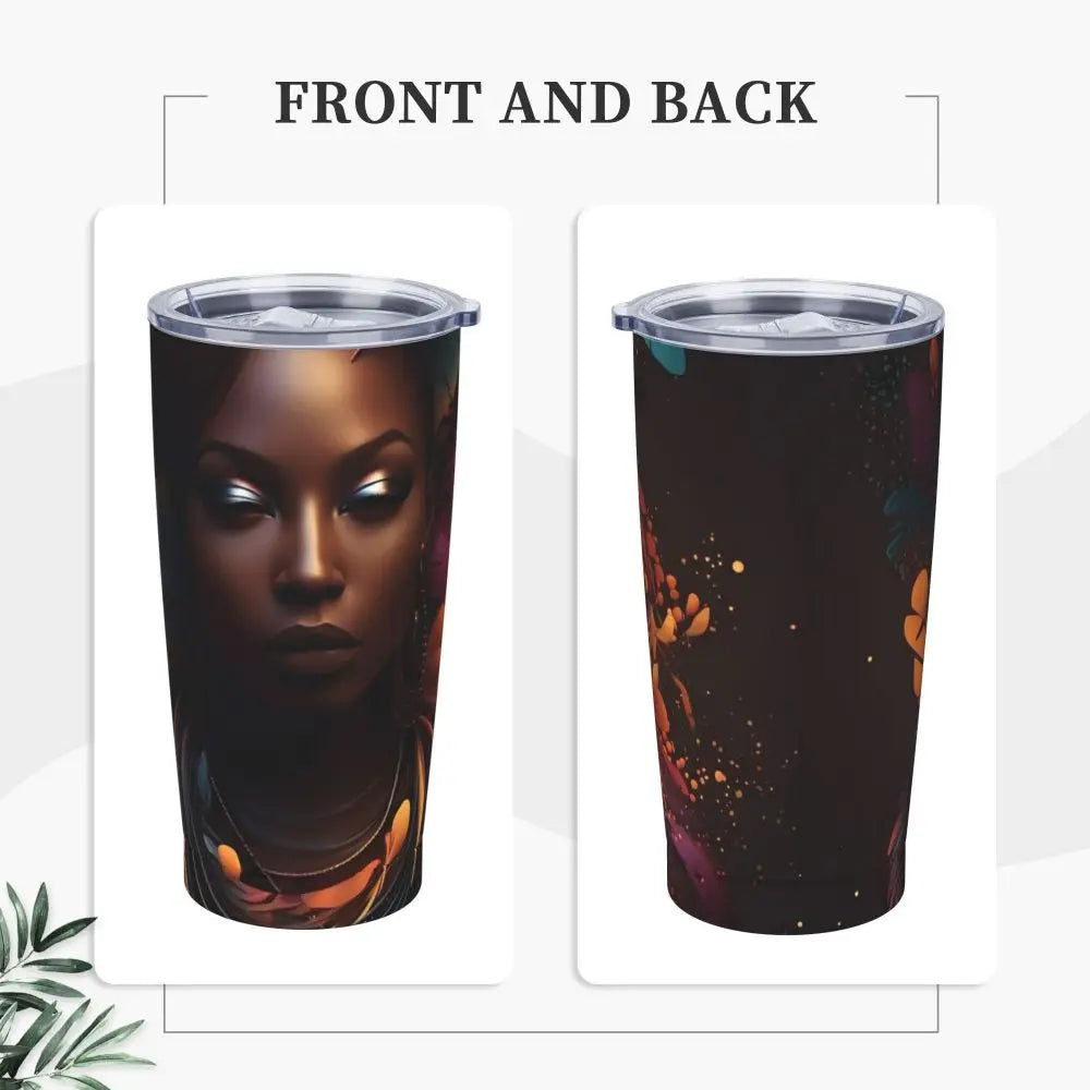 Ladies Print Tumbler Jamaican Woman Art Cold and Hot Water Bottle Keep Heat Stainless Steel Thermal Cups Custom Camping Mugs Cup