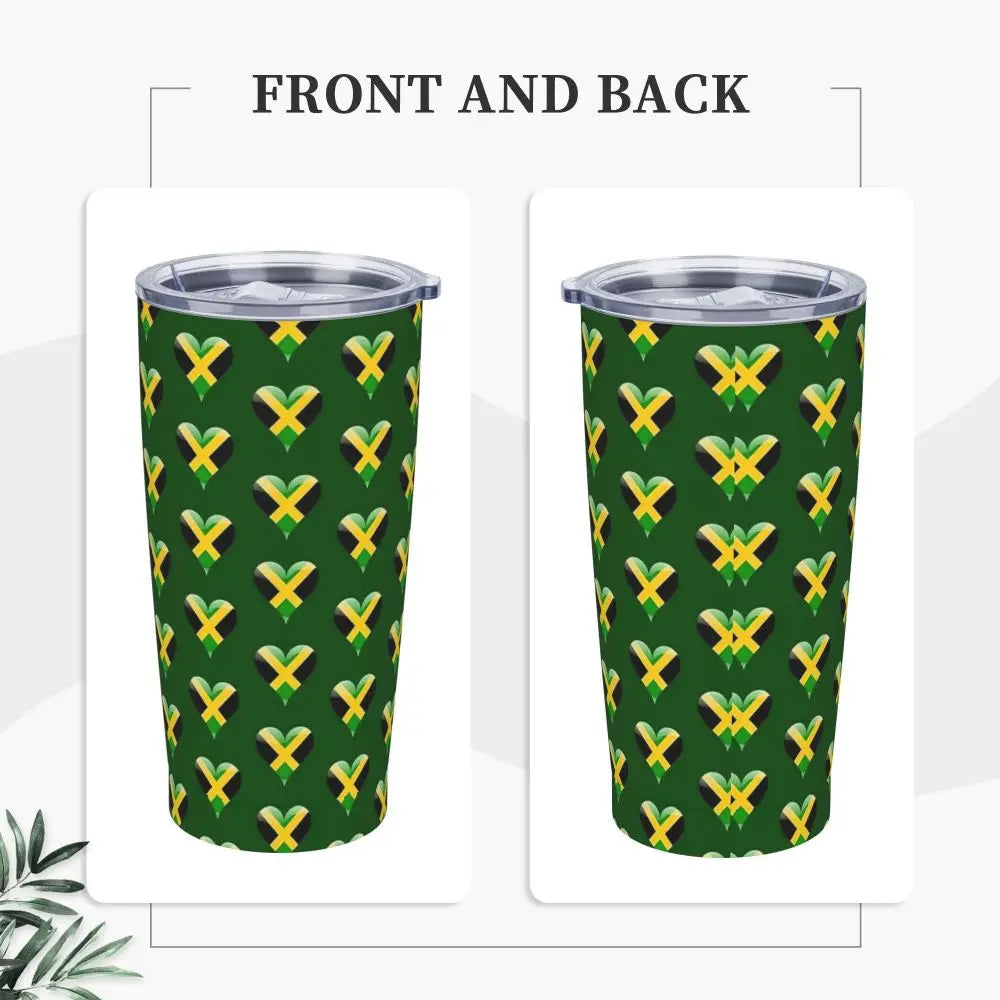 Stainless Steel Tumbler Abstract Jamaican Flag Car Mugs With Straws Beach Hot Drinks Water Bottle Insulated 20oz Coffee Mug