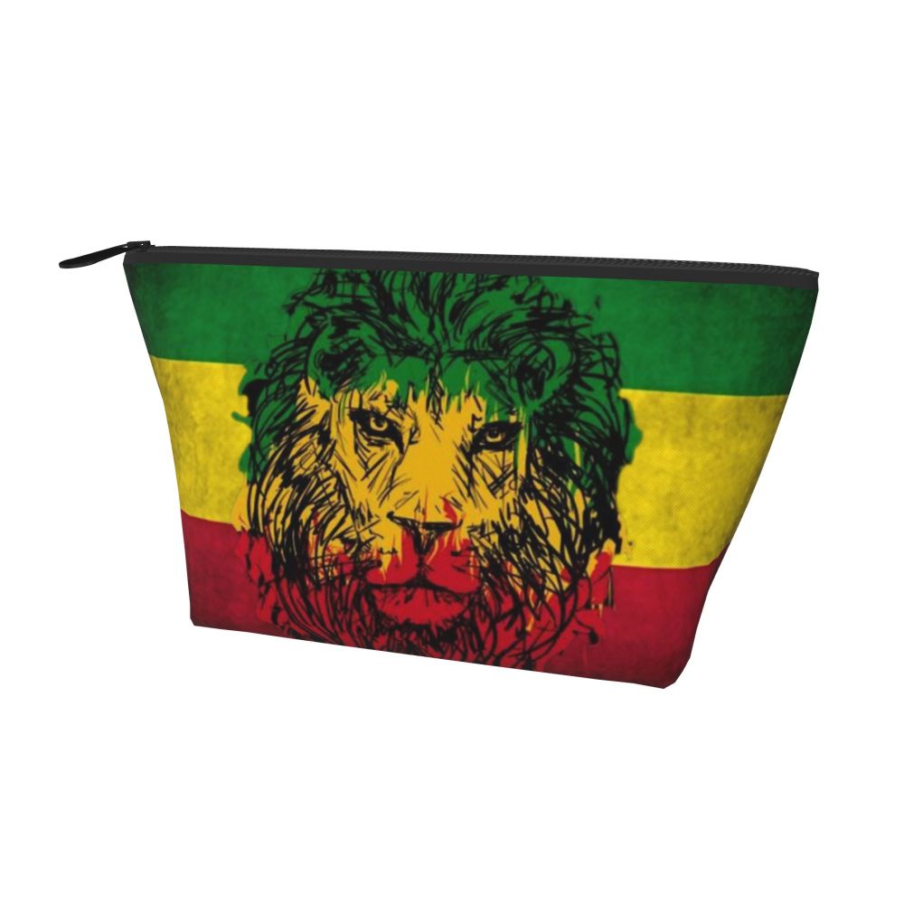 Rasta Reggae Lion Sunglass Makeup Bag Travel Cosmetic Organizer Jamaican Jamaica Pride Rastafarian Lover Storage Toiletry Bags