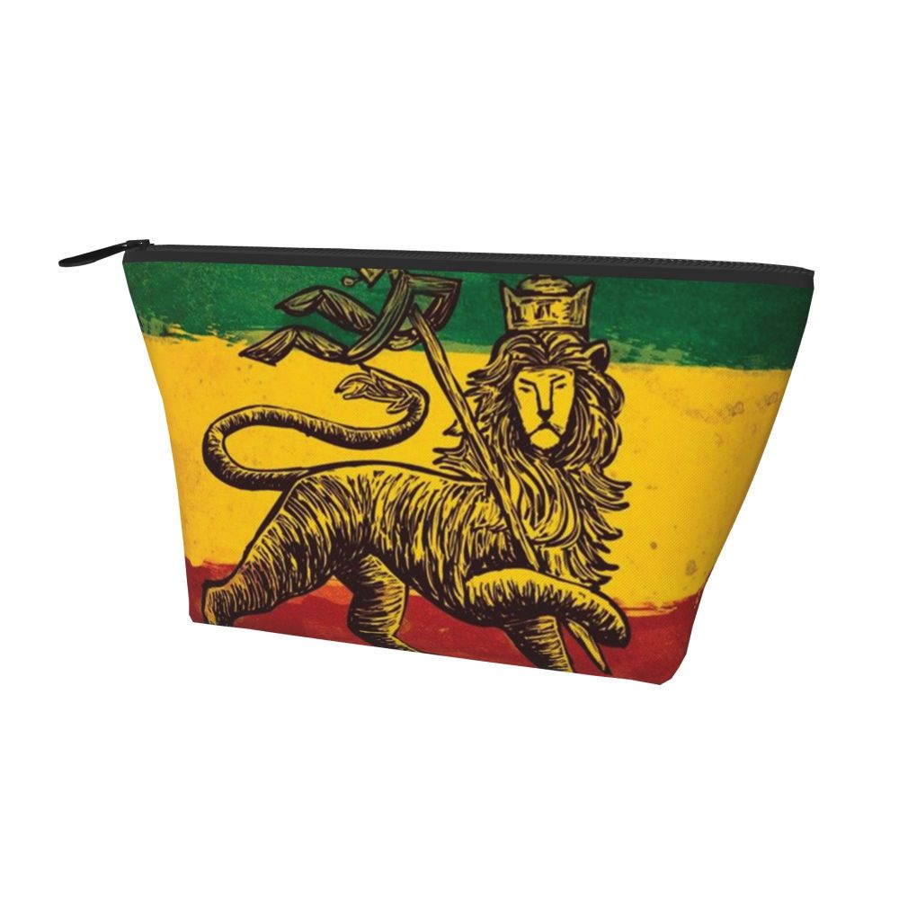 Rasta Reggae Lion Sunglass Makeup Bag Travel Cosmetic Organizer Jamaican Jamaica Pride Rastafarian Lover Storage Toiletry Bags