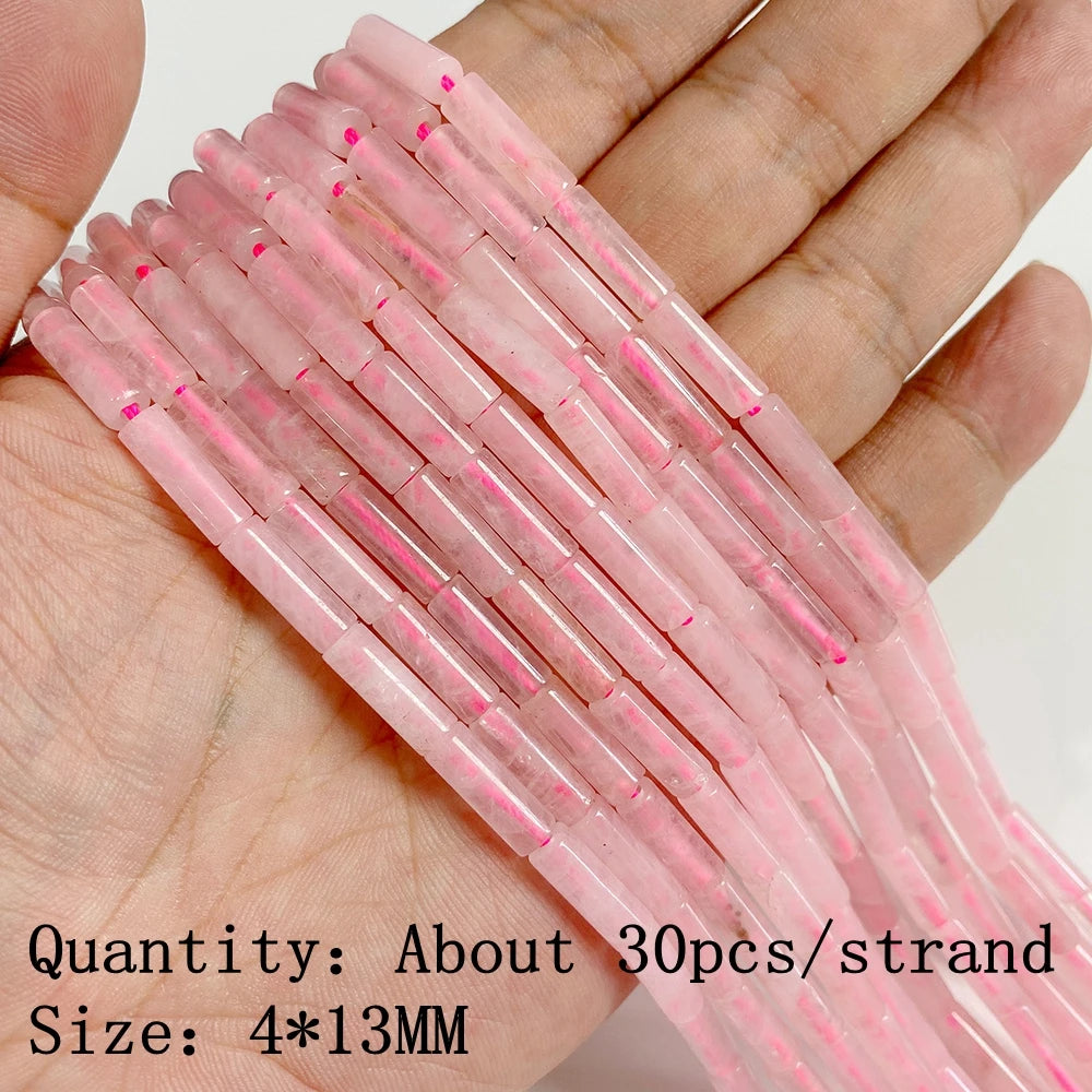 Natural Rose Pink Quartz Crystal Stone Beads Round Loose Spacer Beads Charm for Jewelry Making Diy Bracelet Accessories Diy