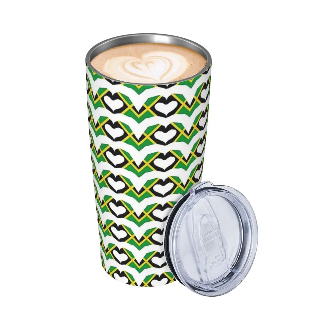 Stainless Steel Tumbler Abstract Jamaican Flag Car Mugs With Straws Beach Hot Drinks Water Bottle Insulated 20oz Coffee Mug