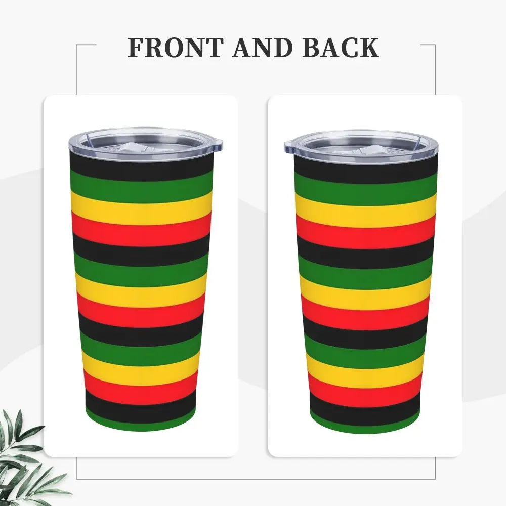 Stainless Steel Tumbler Abstract Jamaican Flag Car Mugs With Straws Beach Hot Drinks Water Bottle Insulated 20oz Coffee Mug