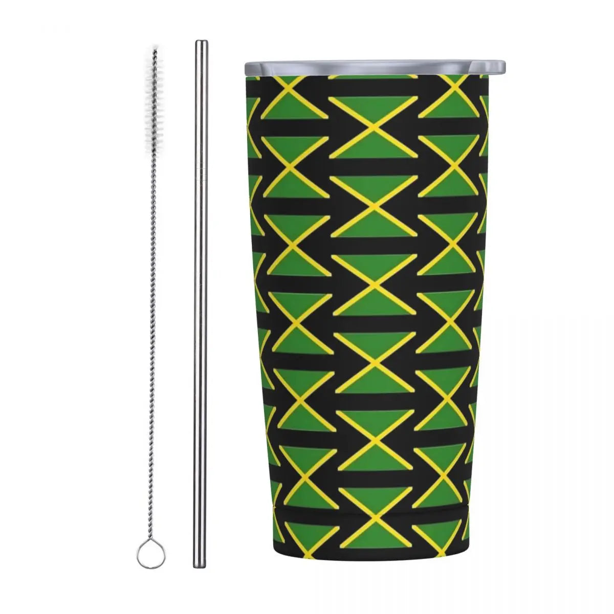 Stainless Steel Tumbler Abstract Jamaican Flag Car Mugs With Straws Beach Hot Drinks Water Bottle Insulated 20oz Coffee Mug