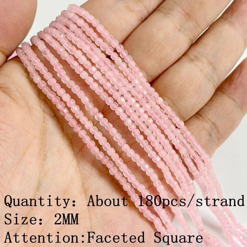 Natural Rose Pink Quartz Crystal Stone Beads Round Loose Spacer Beads Charm for Jewelry Making Diy Bracelet Accessories Diy