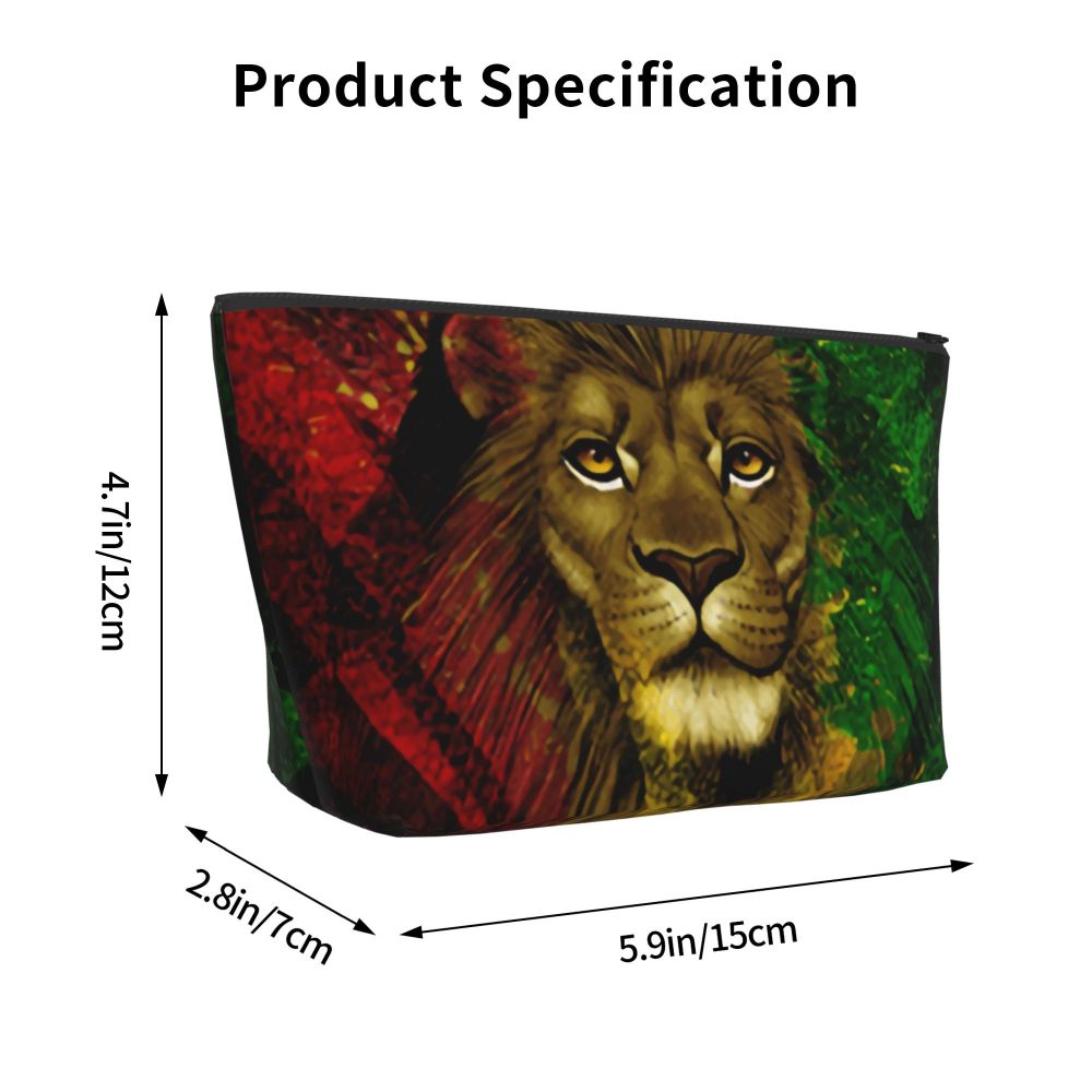 Rasta Reggae Lion Sunglass Makeup Bag Travel Cosmetic Organizer Jamaican Jamaica Pride Rastafarian Lover Storage Toiletry Bags