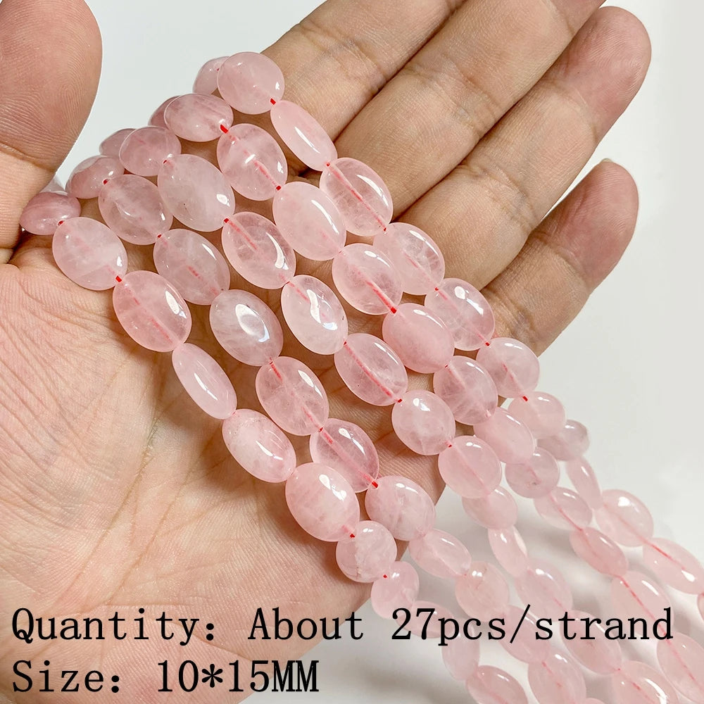 Natural Rose Pink Quartz Crystal Stone Beads Round Loose Spacer Beads Charm for Jewelry Making Diy Bracelet Accessories Diy