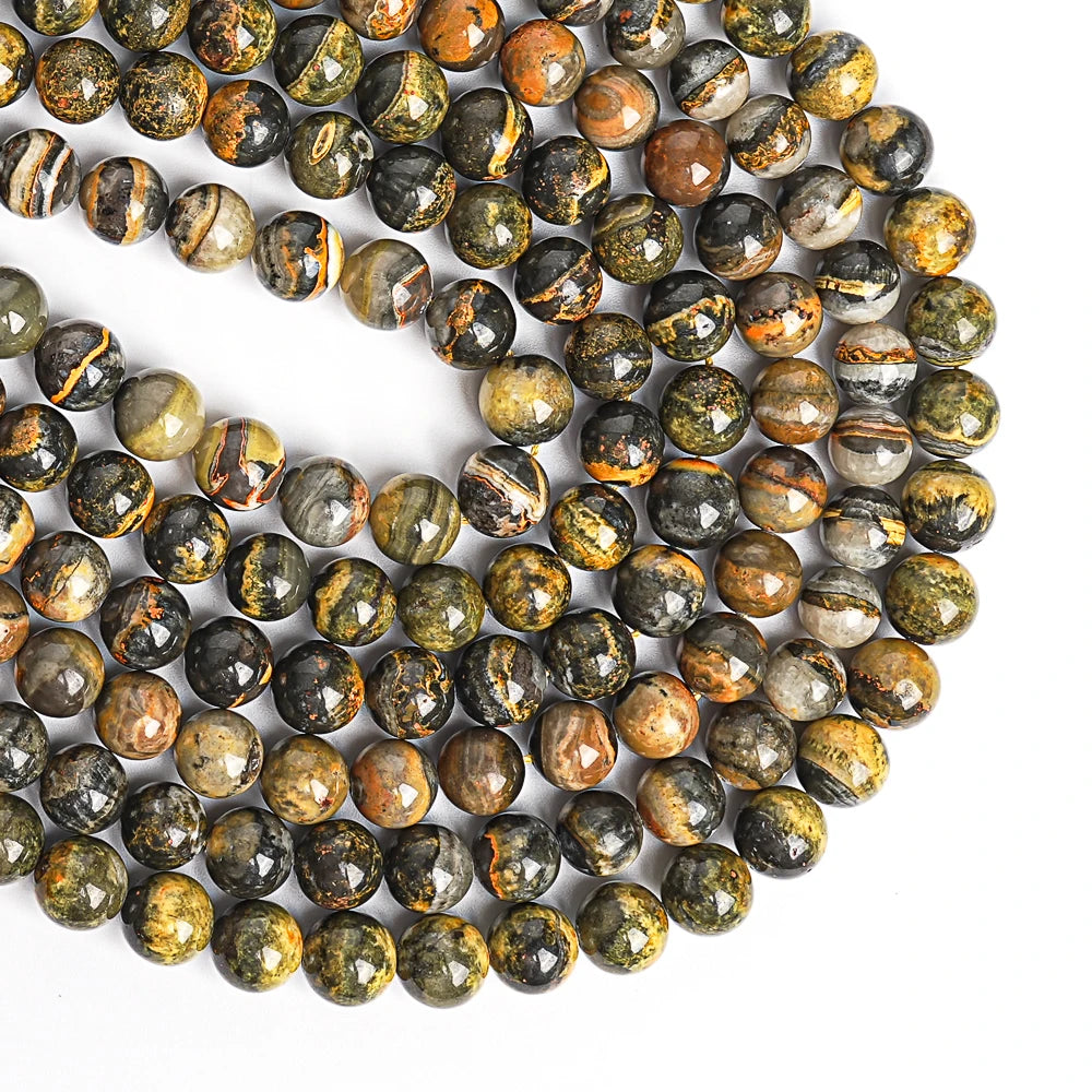 Natural Stone Beads Yellow Bumblebee Jasper Round Loose Spacer Quartz Beads 7/8/9/10/11mm For Jewelry Making DIY Bracelet