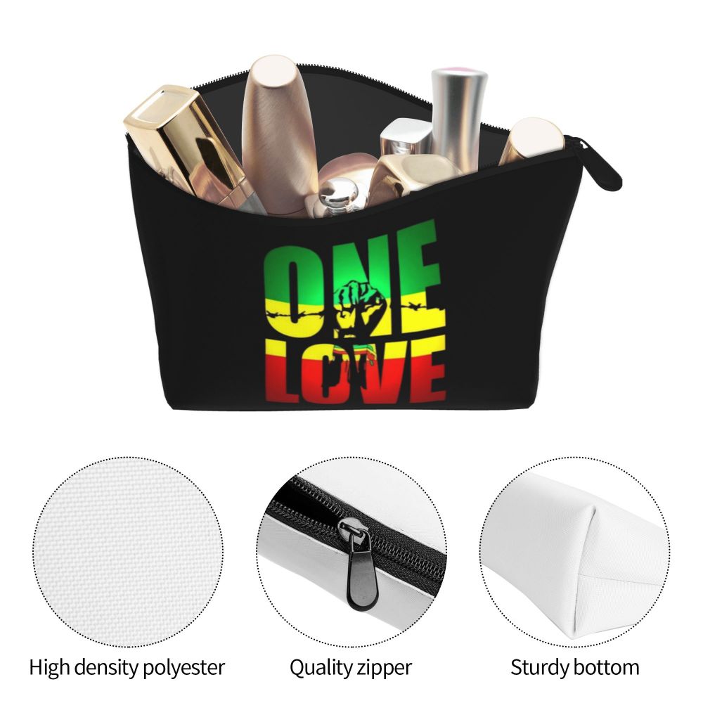 Rasta Reggae Lion Sunglass Makeup Bag Travel Cosmetic Organizer Jamaican Jamaica Pride Rastafarian Lover Storage Toiletry Bags