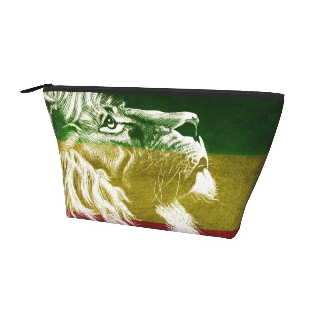 Rasta Reggae Lion Sunglass Makeup Bag Travel Cosmetic Organizer Jamaican Jamaica Pride Rastafarian Lover Storage Toiletry Bags