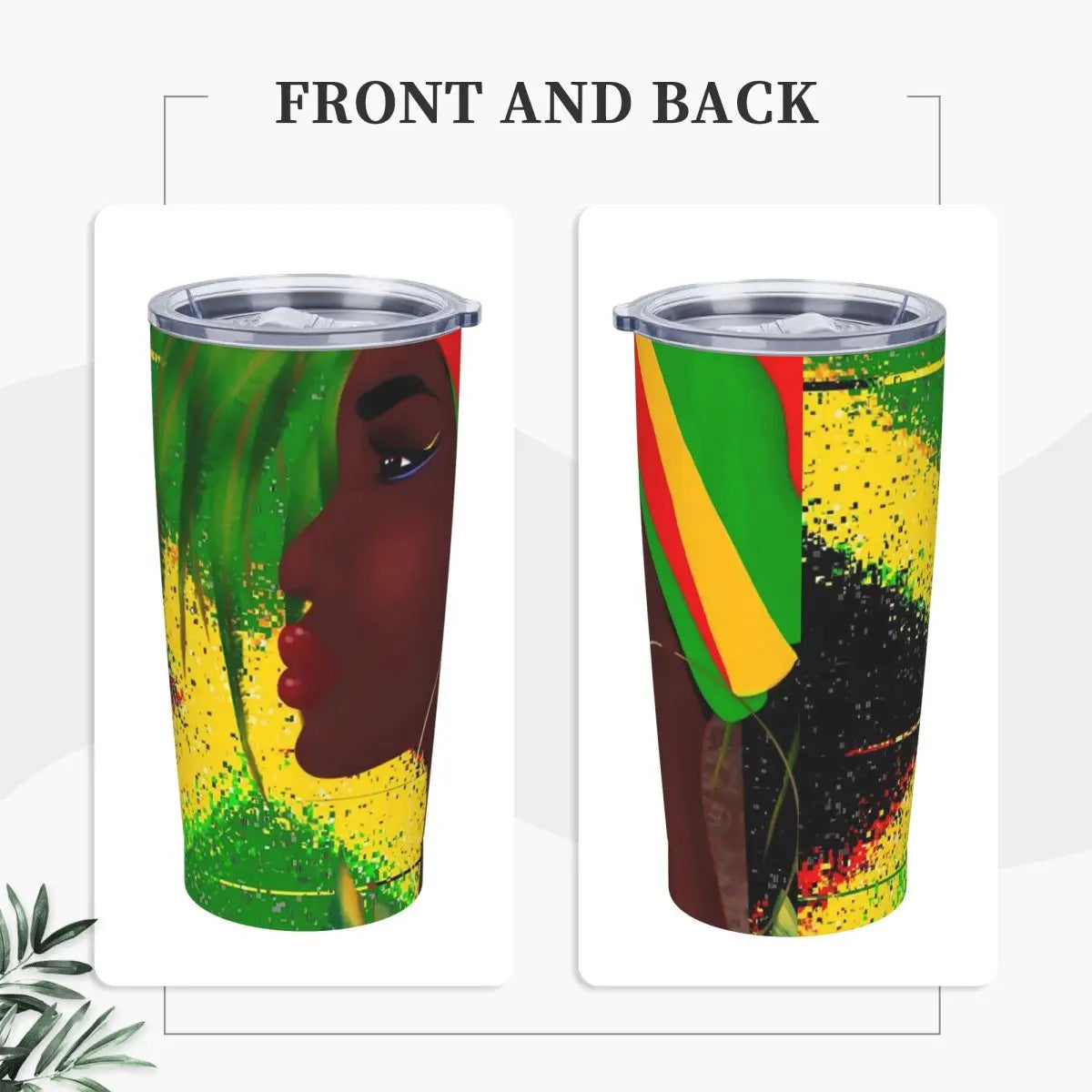 Ladies Print Tumbler Jamaican Woman Art Cold and Hot Water Bottle Keep Heat Stainless Steel Thermal Cups Custom Camping Mugs Cup