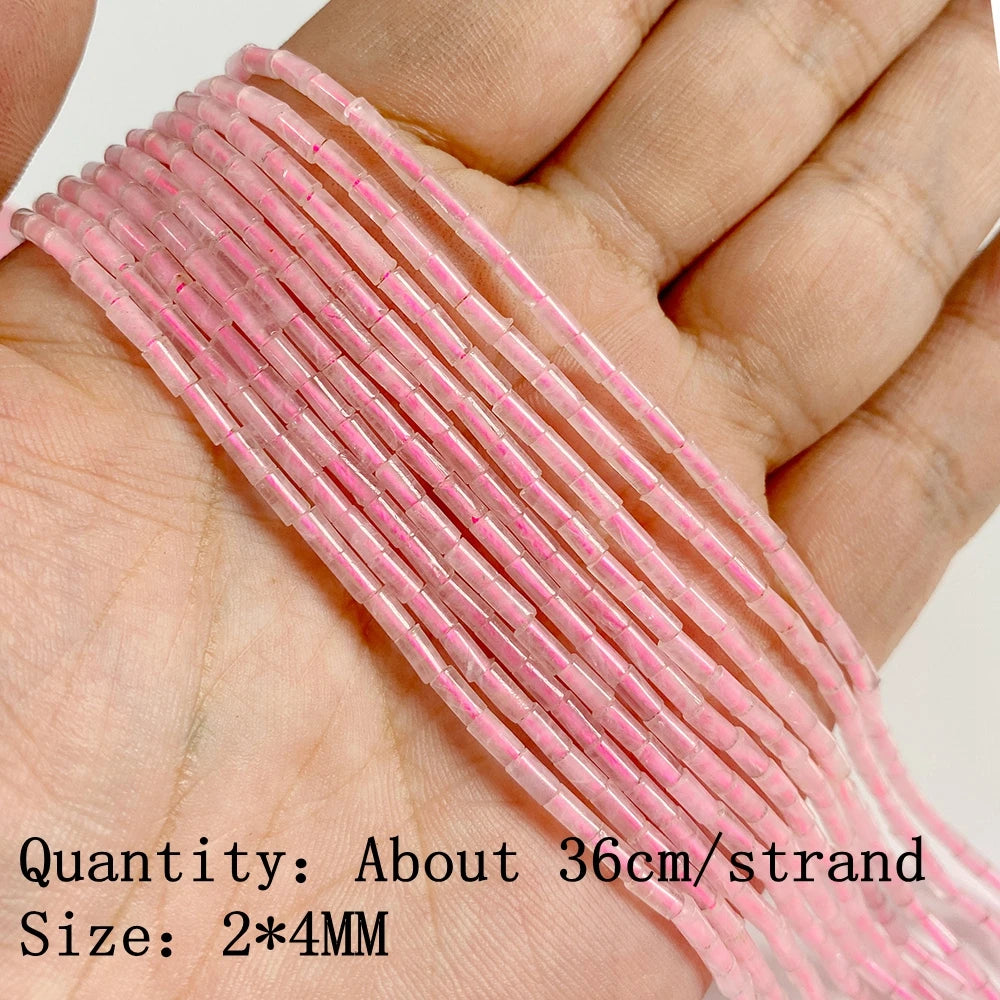 Natural Rose Pink Quartz Crystal Stone Beads Round Loose Spacer Beads Charm for Jewelry Making Diy Bracelet Accessories Diy